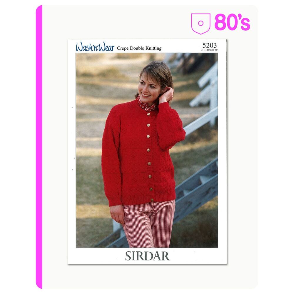 New Sirdar 5203 Wash'n'Wear Crepe Double Knitting Women Cardigan Sweater Pattern